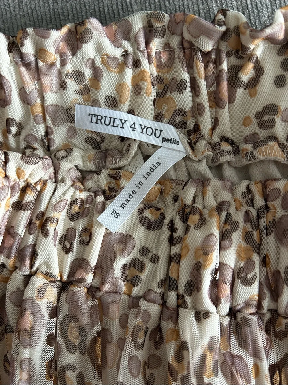 Truly 4 You Pleated Maxi Skirt  PS Leopard Mesh Elastic Waist Boho Grunge Goth